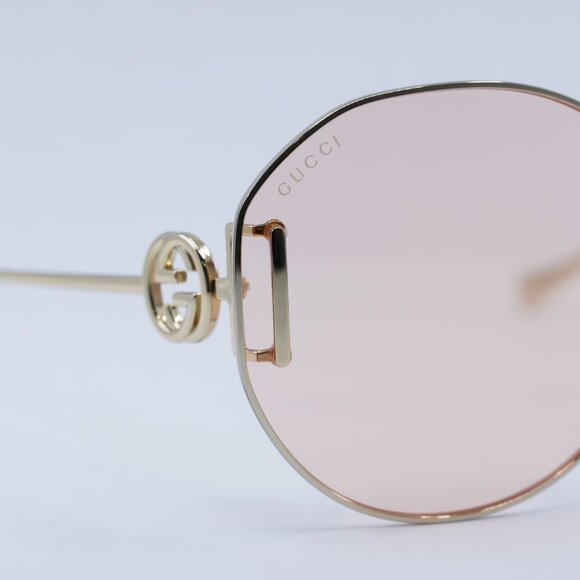 🕶️ New Gucci GG1206SA 004 Sunglasses - Gold Frame, Pink Lenses - Picture 5 of 12